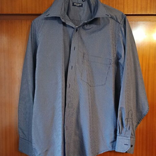Men's blue striped shirt used, size L