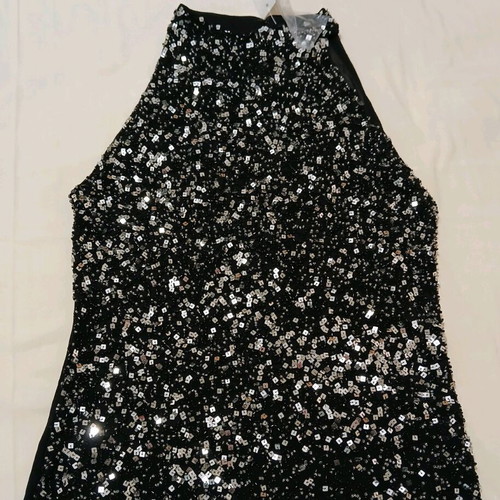 Evening black sleeveless top with sequins and beads new