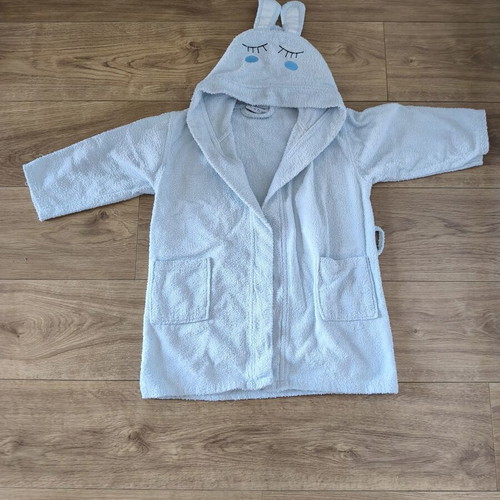 Das baby children's bathrobe 3-5 years like new, blue with hood and pockets