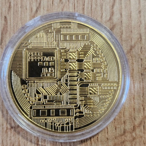Bitcoin coin new, souvenir collectible, gold and silver plated