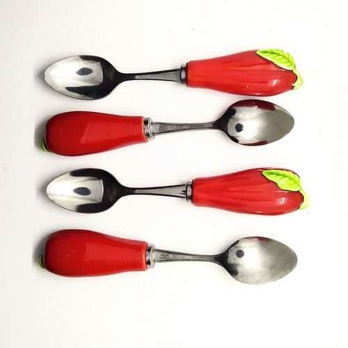 Pomodoro Showa Fruit Spoons Set of 4 New, Tomato-Shaped