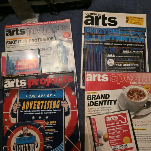 Computer Arts and Computer Arts Projects magazines like new, pack of 10 with collectible CDs