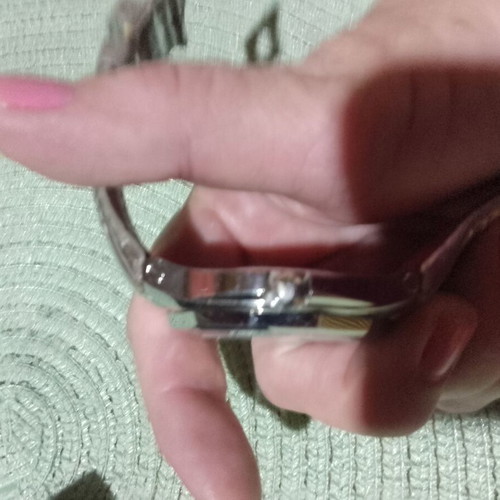 GF Ferre watch used, silver with red leather strap, Swiss made