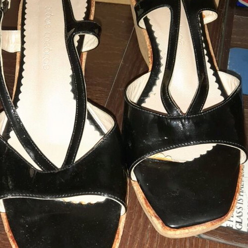Platform sandals black with cork size 40 A To Z Greek used