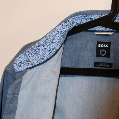 Boss Slim Fit Organic Cotton Blue Shirt, M
