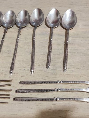 Silver 800 spoons and forks used, set of 14 pieces