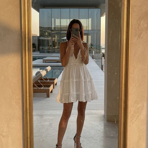 Summer dress white, like new, size L fits small and medium