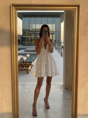Summer dress white, like new, size L fits small and medium