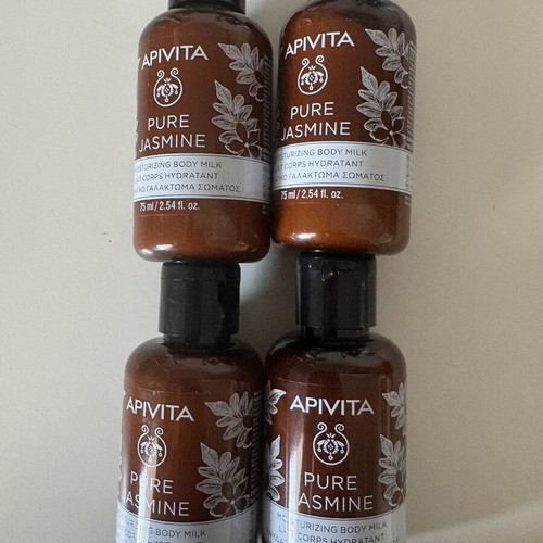 Apivita Pure Jasmine moisturizing body milk 4 pack 75ml new