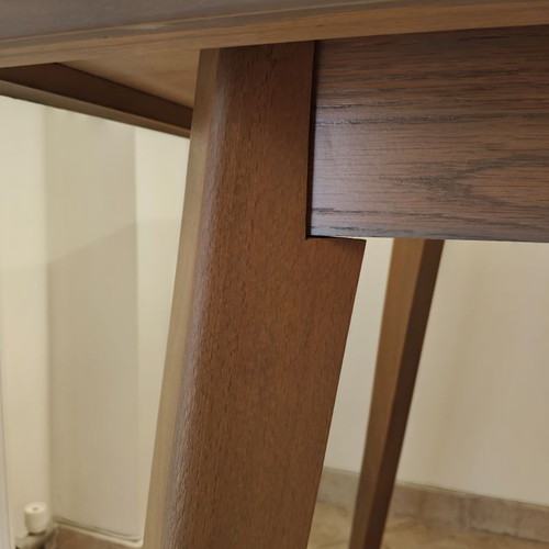 Folding dining table like new, solid beech wood