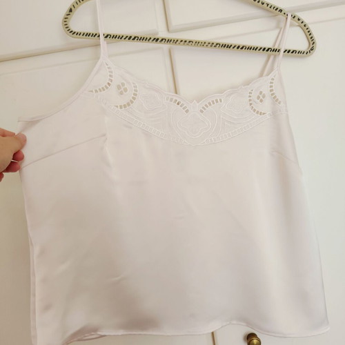 H&M camisole satin cream top with embroidery XL like new