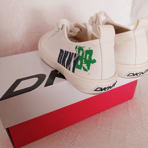 DKNY athletic shoes used, beige, size 36