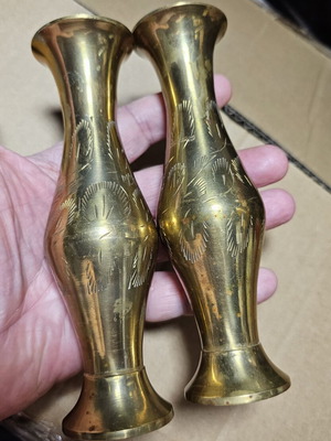 Vintage Indian brass vases used, set of two