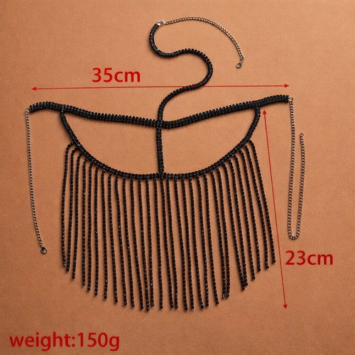 Black Crystal Fringe Face Mask with Headpiece New