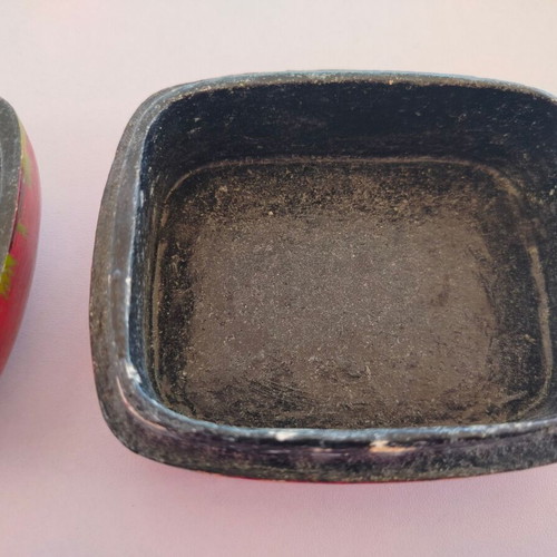 Decorative papier-mache box used with colorful patterns