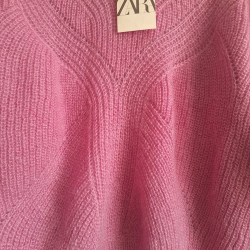 Zara women's sweater new, 100% wool, pink, size L