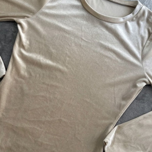 Velour bodysuit long-sleeve size L/40 like new, beige