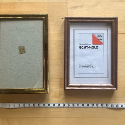 Set of small wooden and metal frames like new