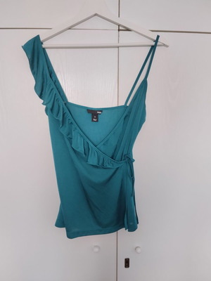 H&M Satin Petrol Blouse small medium like new