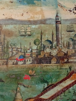 Antique Constantinople tray used with signs of age