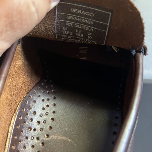 Sebago leather men's moccasin shoes, brown, size 44.5