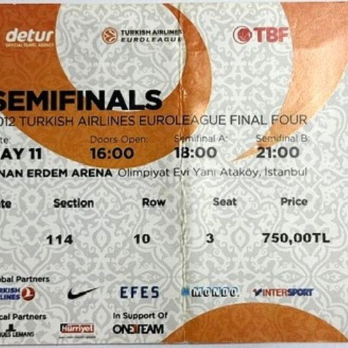 Συλλεκτικά εισιτήρια Turkish Airlines EuroLeague Final Four σετ σαν καινούργιο