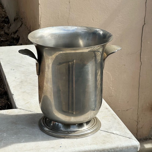 Vintage metal wine cooler champagne bucket used with handles retro design