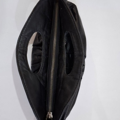Vintage Diesel black leather clutch bag used, sporty design