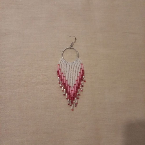 Handmade earrings with fringes from Czech beads and steel hook, new