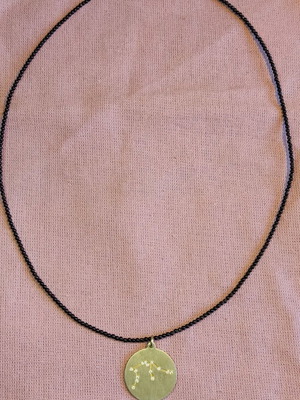 Necklace with semi-precious stones used, Aquarius pendant