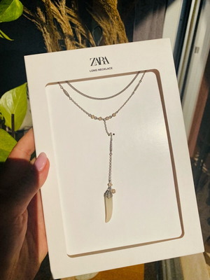 ZARA long necklace with stone and beads new