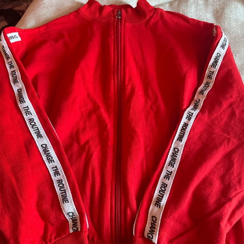Noa & noa red cardigan size M like new with white details