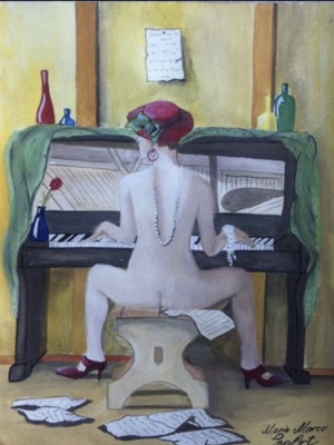 Πίνακας ποπ-αρτ της Μαρίας Μάρκου σε χαρτόνι