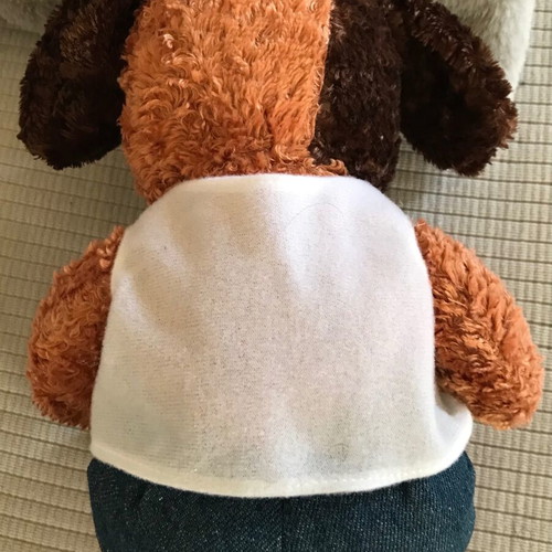 Plush dog with clothes like new, 24 cm