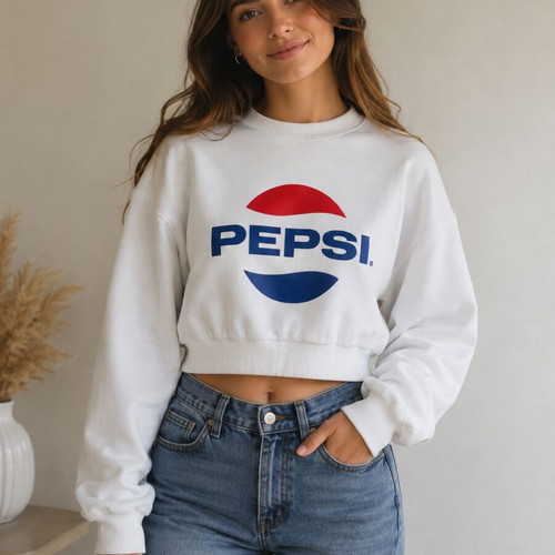 Pepsi cropped sweatshirt H&M Divided white oversized size M like new