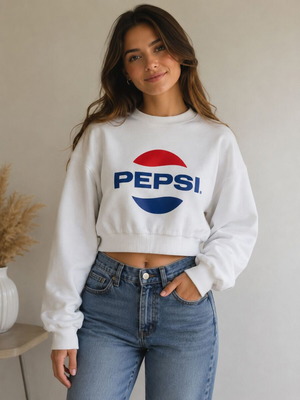Pepsi cropped sweatshirt H&M Divided white oversized size M like new