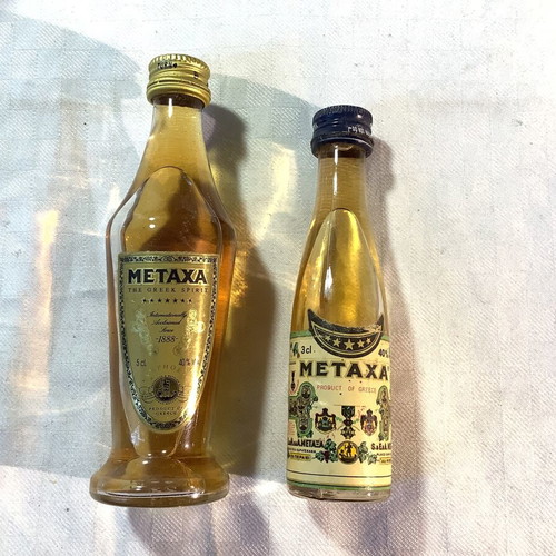 Greek liquor miniatures used, set of 8 bottles