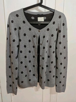 Polkadot cardigan used, thick, size S, black and gray