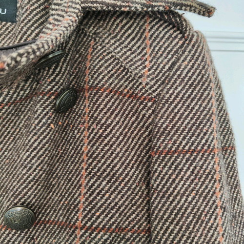 Amisu coat brown checkered like new, wool tweed