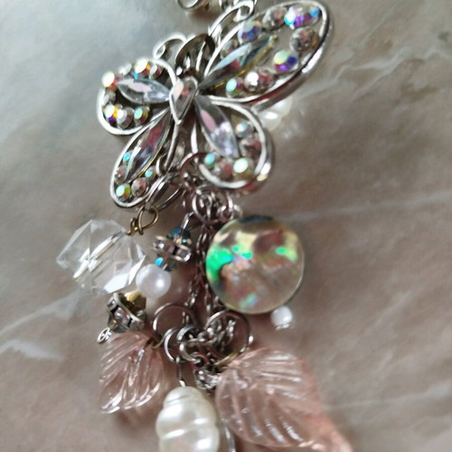 Butterfly keychain handmade new silver