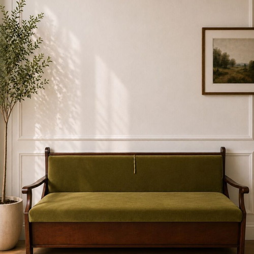 Sofa olive green solid wood like new
