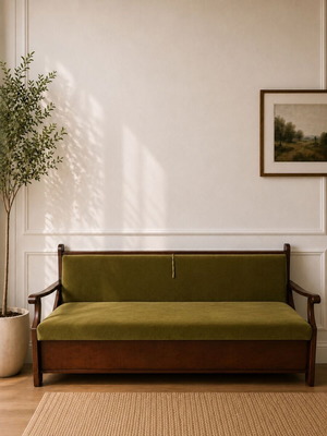 Sofa olive green solid wood like new