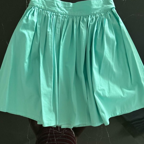 Handmade pleated skirt green, cotton, size Small, like new