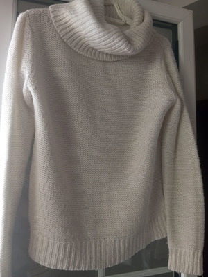 White sweater with silver thread, size M