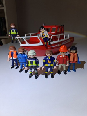 Playmobil rescue figures and boat used
