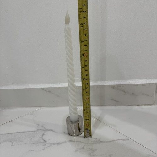 H&M metal candle holder with LED battery candle, 28cm