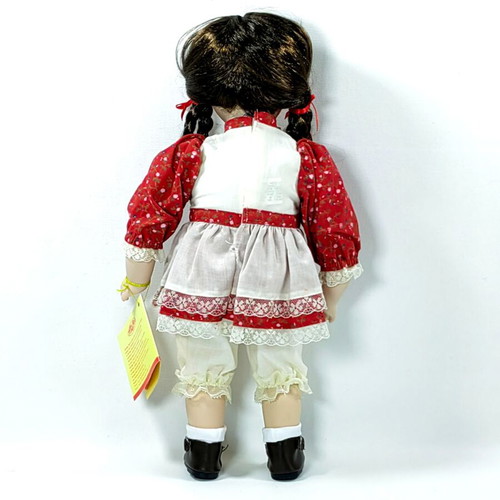 Vintage Heritage Mint Porcelain Doll 1990 Red White Floral Dress