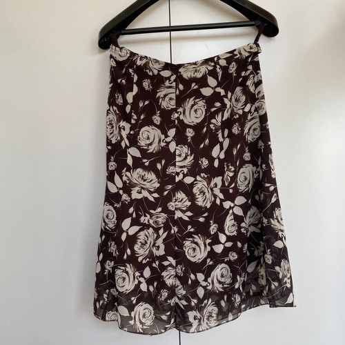 Floral brown midi skirt like new, summer light fabric
