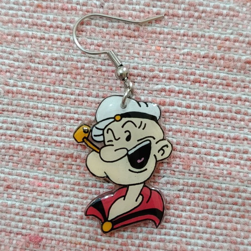 Handmade Popeye and Olive Earrings new, hand-painted