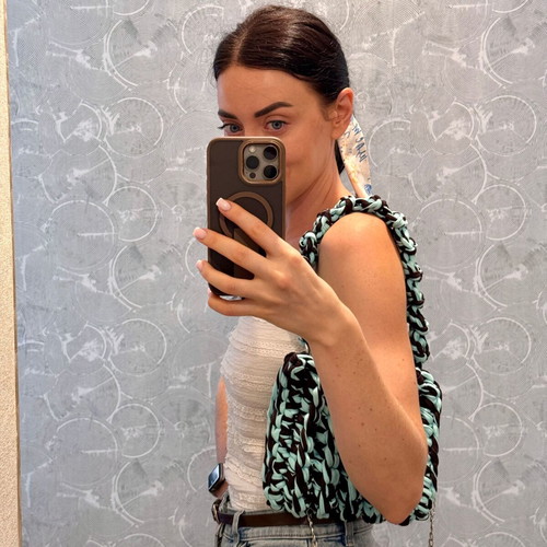 Handmade Crochet Bag, Shoulder and Crossbody, Turquoise Brown